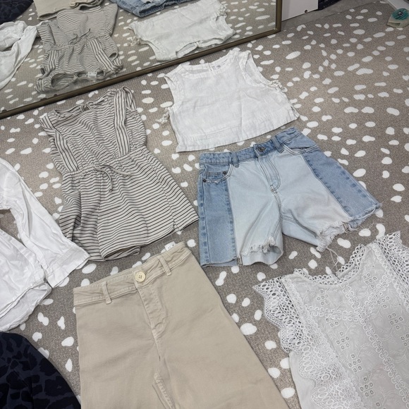 Lot of 8 Zara Kids bundle girls dress romper top pants skirt shorts denim crew - Picture 3 of 8